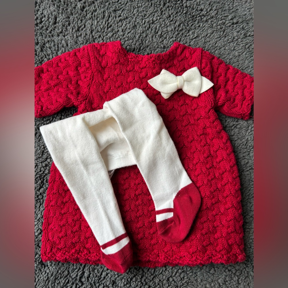 Tahari Baby Sweater Dress with matching tights